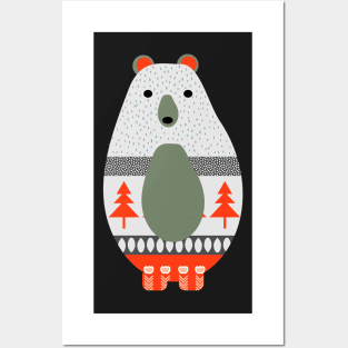 Winter bears with birds Posters and Art